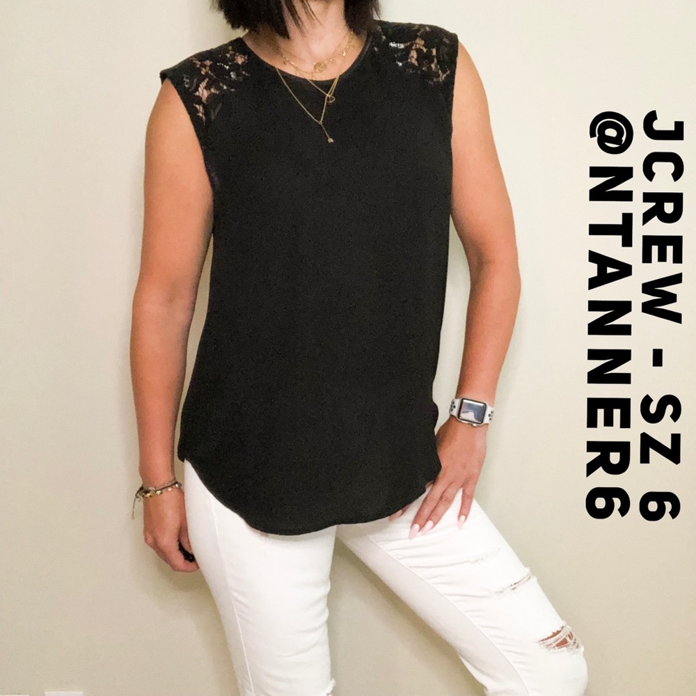JCREW - Black lace detailed blouse tank